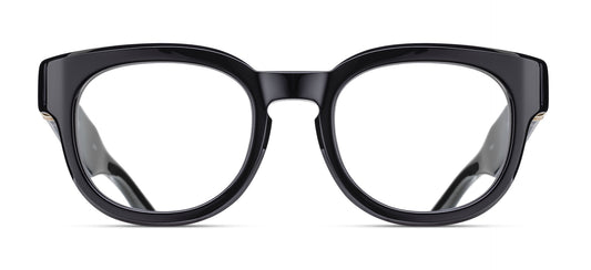 M1038 Black - Gold round acetate optical frame front view