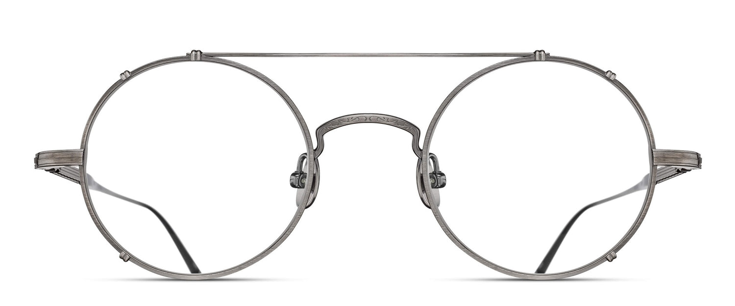 M3143 Antique Silver round metal optical frame front view