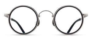 Matsuda M3100-I - Palladium White - Matte Black round metal sunglasses front view