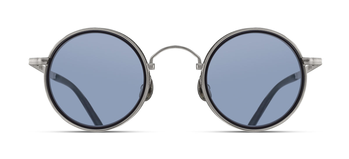 Matsuda M3100-I Brushed Silver round metal sunglasses profile view