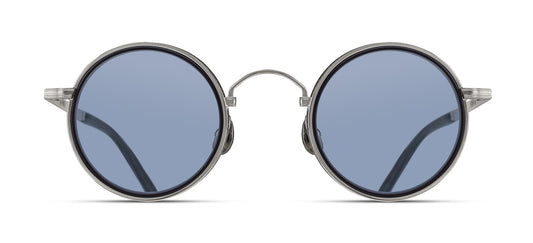 Matsuda M3100-I Brushed Silver round metal sunglasses profile view