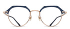 M2064 Navy - Rose Gold round metal optical frame front view