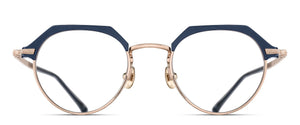 M2064 Navy - Rose Gold round metal optical frame front view