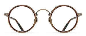 Matsuda M3100-I - Antique Gold - Dark Brown round metal sunglasses front view