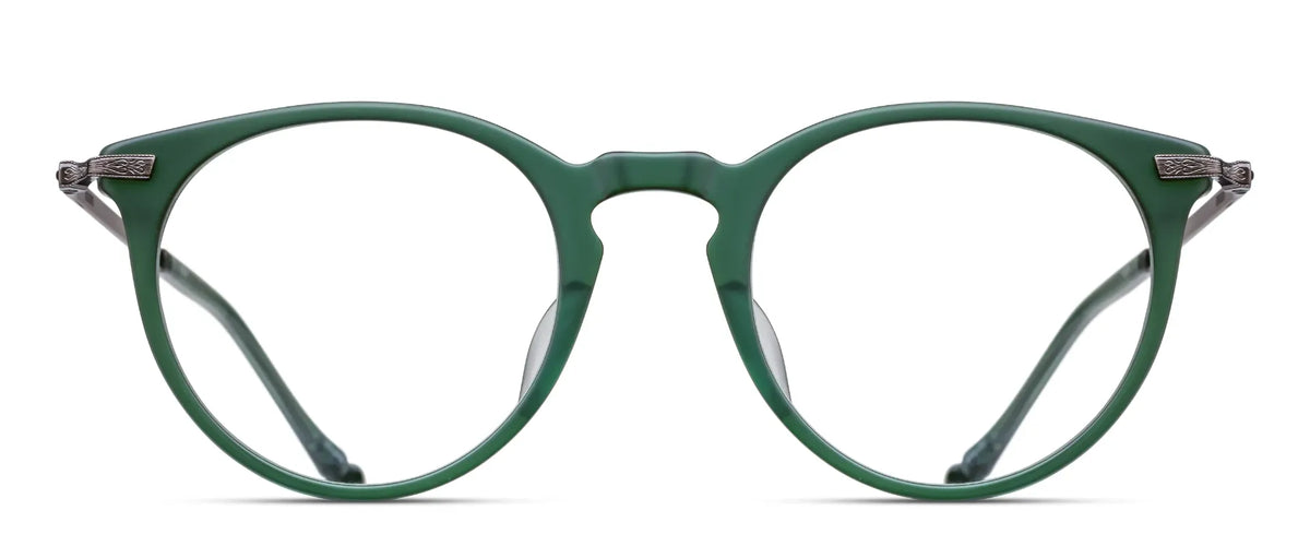 Matsuda M2076 Matte Bottle Green - Antique Silver acetate sunglasses front view