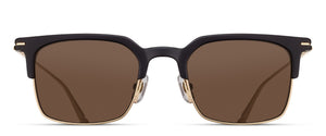 Matsuda M3167 Matte Black - Brushed Gold round metal sunglasses front view