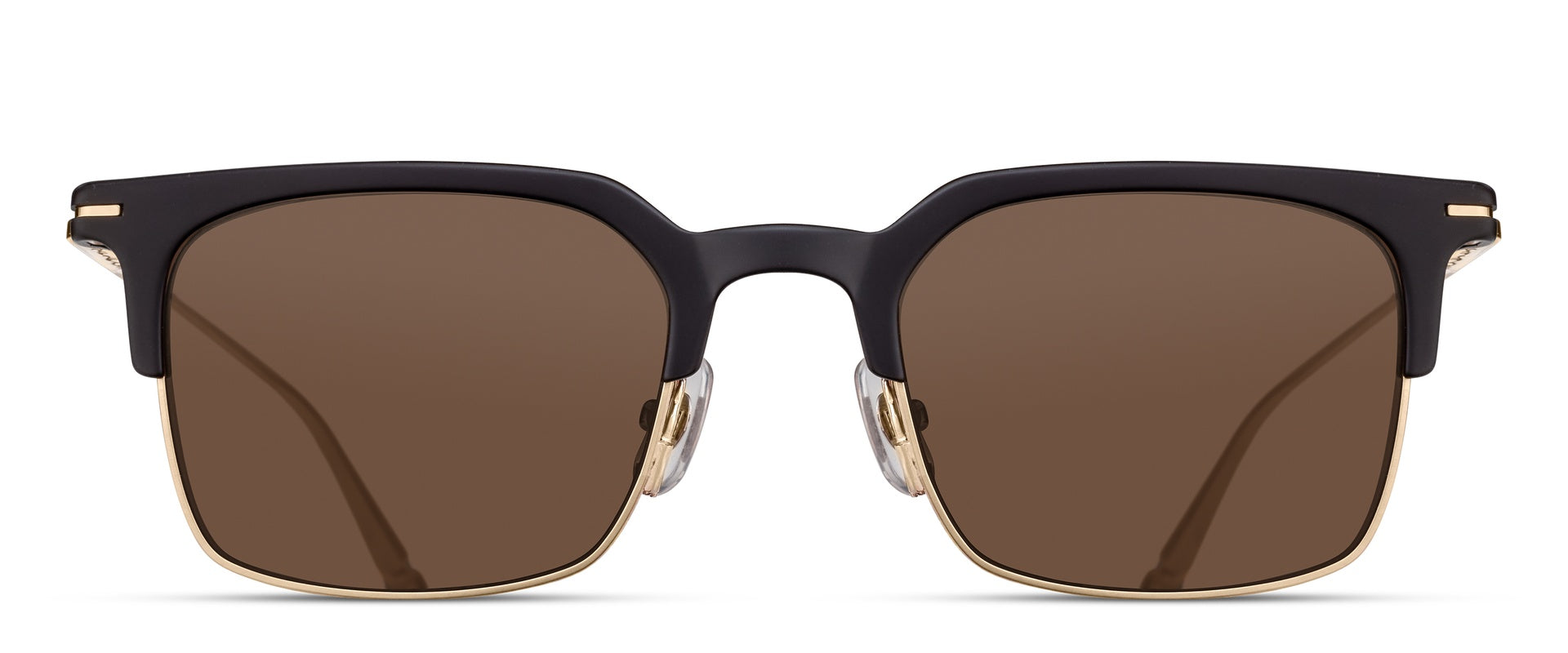 Matsuda M3167 Matte Black - Brushed Gold round metal sunglasses front view