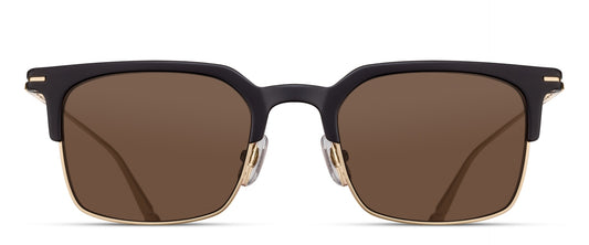 Matsuda M3167 Matte Black - Brushed Gold round metal sunglasses front view