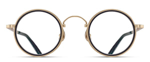 Matsuda M3100-I - Antique Gold - Black round metal sunglasses front view