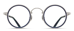 Matsuda M3100-I - Antique Silver - Navy round metal sunglasses front view