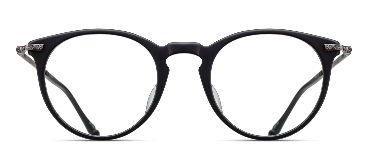 Matsuda M2076 Matte Black - Antique Silver acetate sunglasses front view