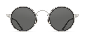 Matsuda M3100-I Palladium White round metal sunglasses profile view