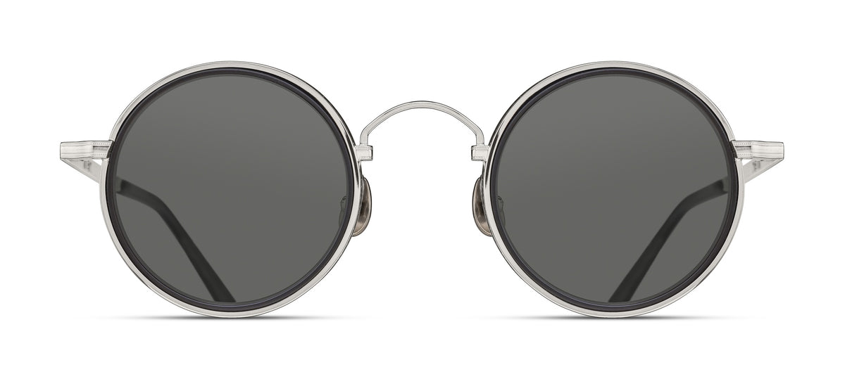Matsuda M3100-I Palladium White round metal sunglasses profile view