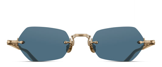 Matsuda M5011 Brushed Gold - Navy geometric metal sunglasses front view