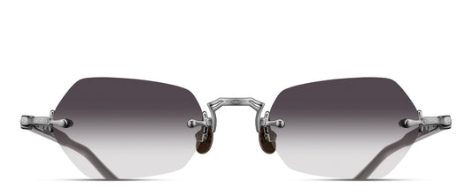 Matsuda M5011 Brushed Silver - Black geometric metal sunglasses front view