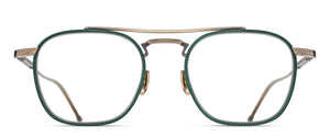 Matsuda M3157 Antique Gold - Bottle Green round metal optical frame front view