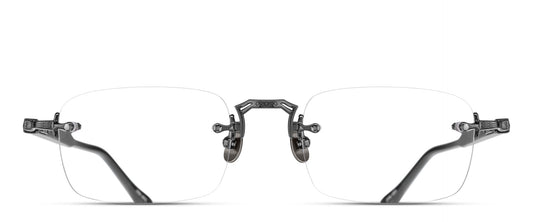 Matsuda M5009 Brushed Gold - Milk White geometric metal optical frame front view