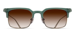 Matsuda M3167 Matte Bottle Green - Antique Gold round metal sunglasses front view