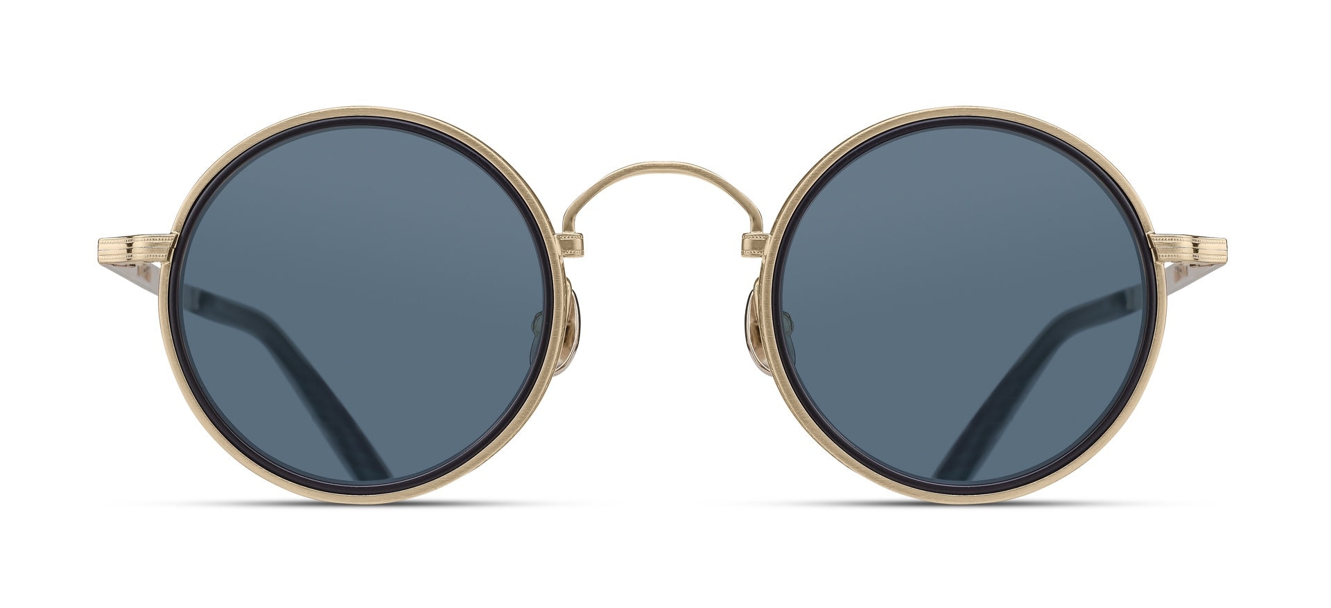 Matsuda M3100-I Brushed Gold round metal sunglasses profile view