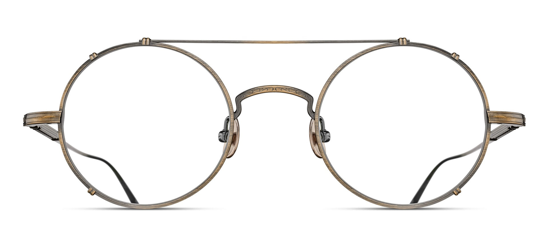 M3143 Antique Gold round metal optical frame front view