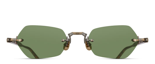 Matsuda M5011 Antique Gold - Dark Tortoise geometric metal sunglasses front view