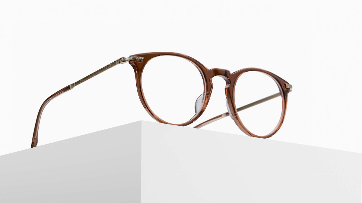 Matsuda M2076Beer Brown - Antique Gold acetate sunglasses Pedestal view