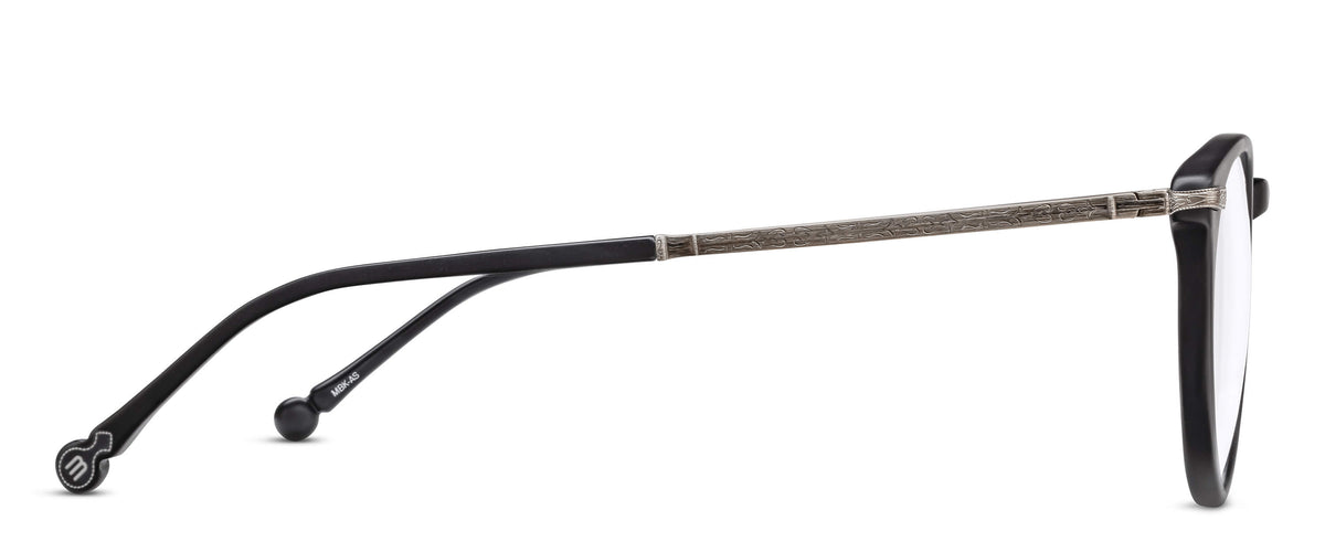 Matsuda M2076 Matte Black - Antique Silver acetate sunglasses profile view