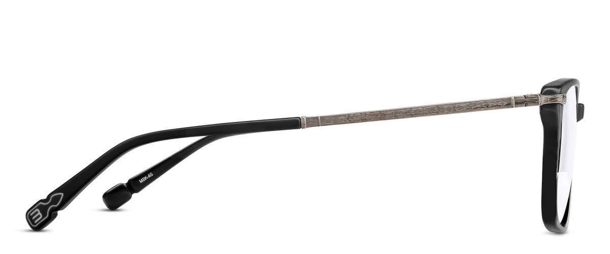 Matsuda M2076 Matte Black - Antique Silver acetate sunglasses profile view