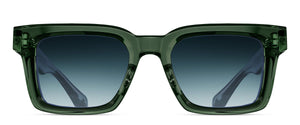 M1033 Bottle Green rectangle acetate sunglasses front view