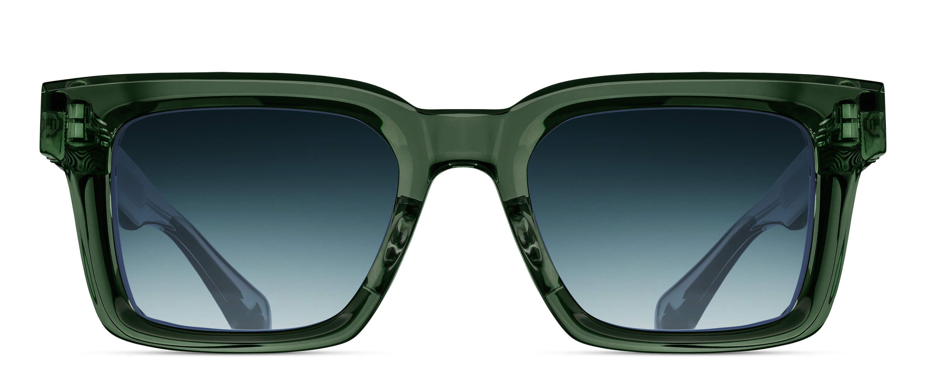 M1033 Bottle Green rectangle acetate sunglasses front view