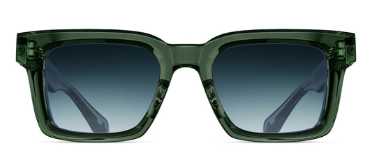 M1033 Bottle Green rectangle acetate sunglasses front view