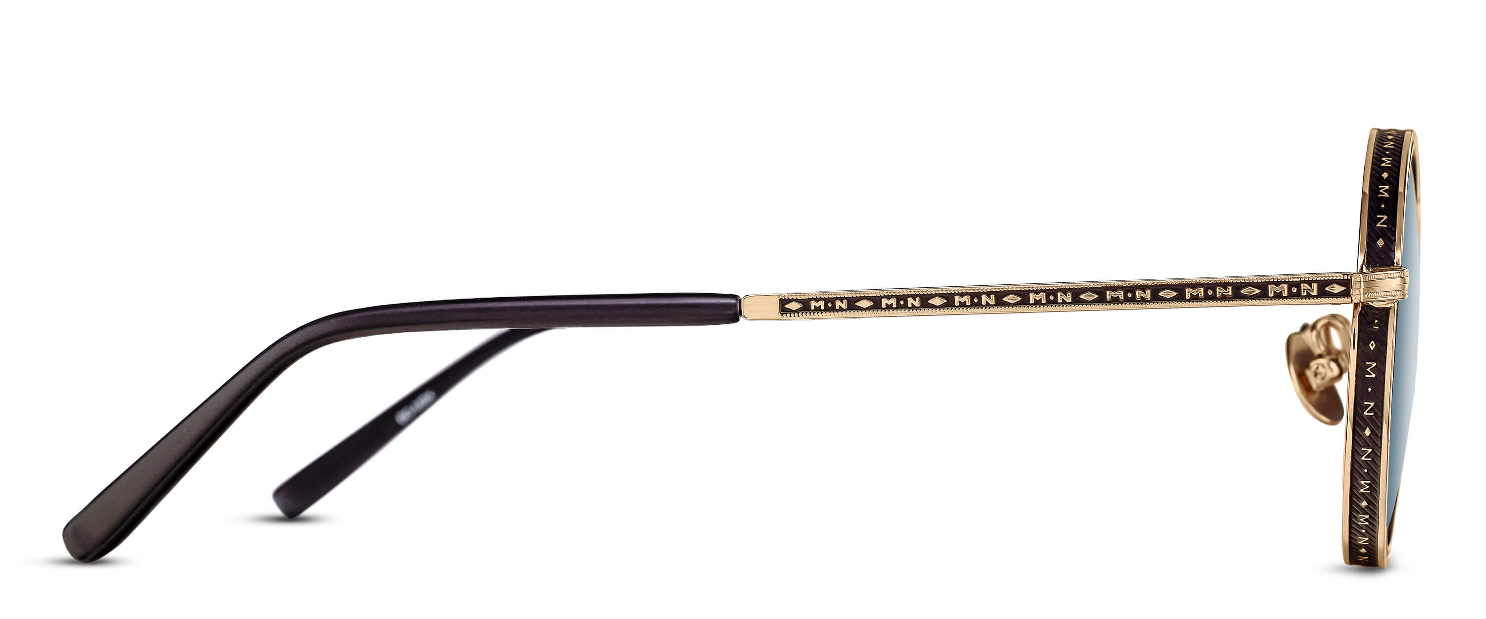 Matsuda M3100-I Brushed Gold round metal sunglasses profile view