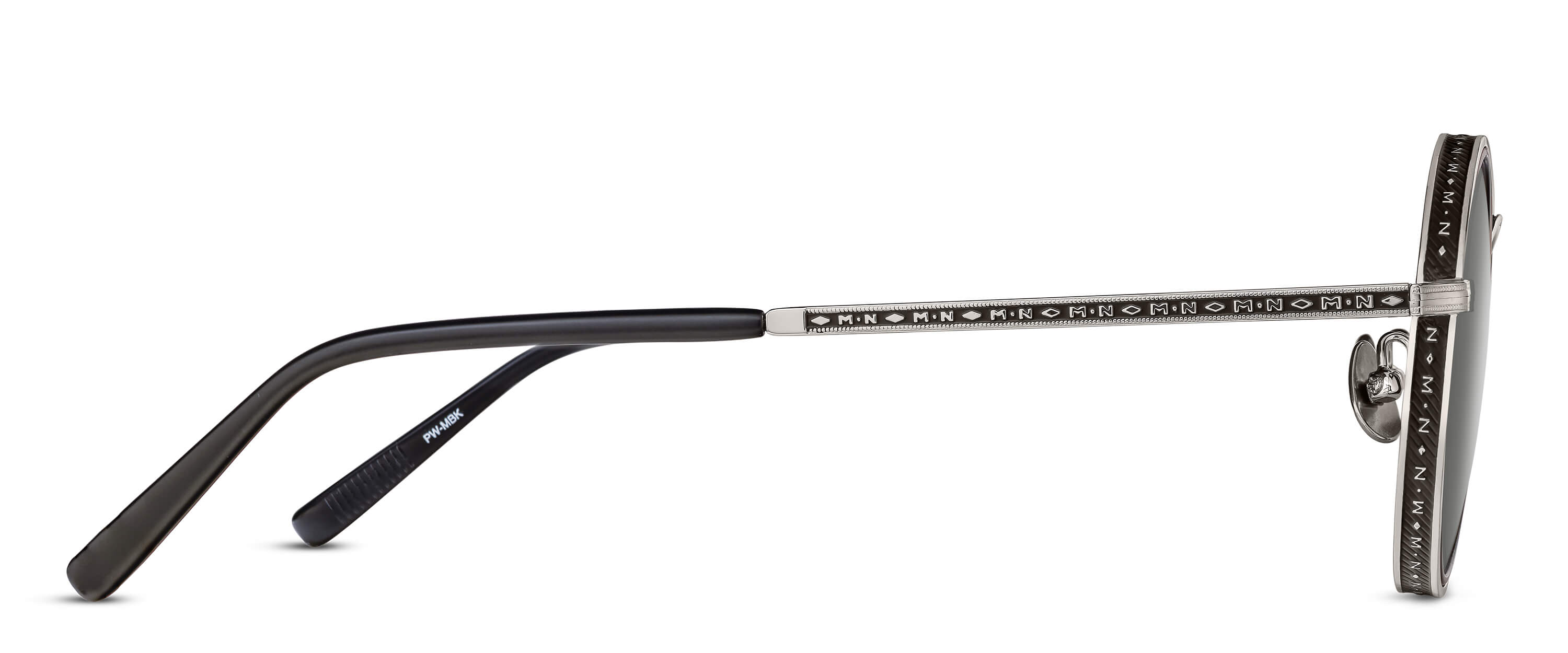 Matsuda M3100-I Palladium White round metal sunglasses profile view